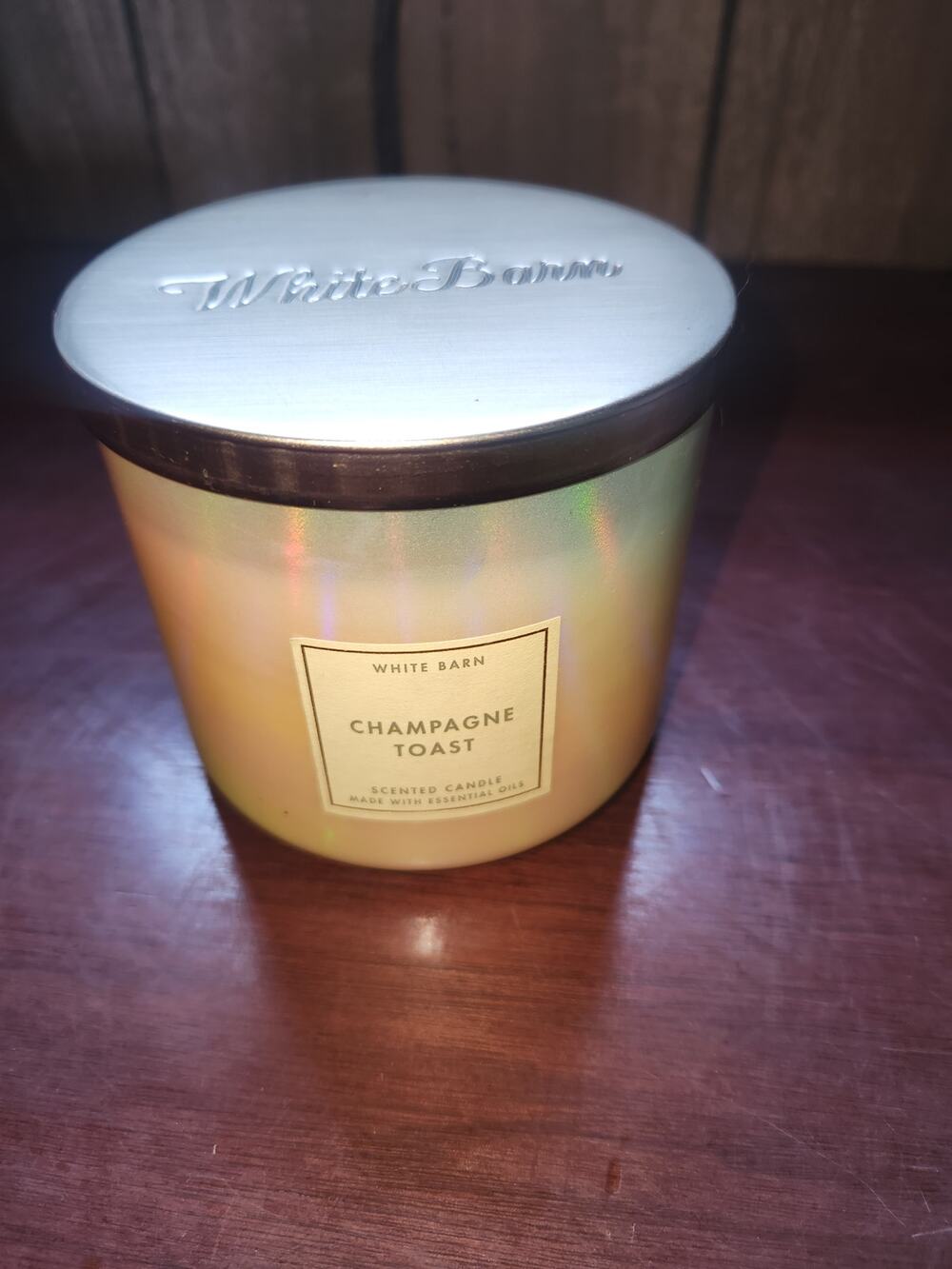 Bath & Body Works Champagne Toast 3-Wick Candle White Barn 14.5oz Used